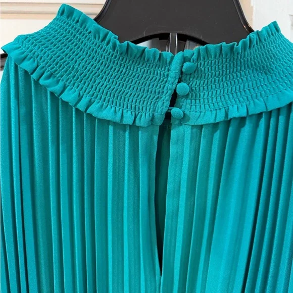 Nanette Lepore Teal Pleated Midi Dress - Picture 7 of 7